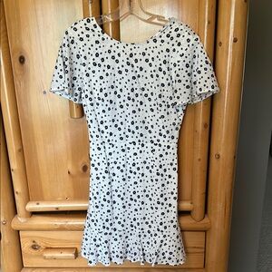 Princess Polly Navy and White Flutter Sleeve Mini Dress